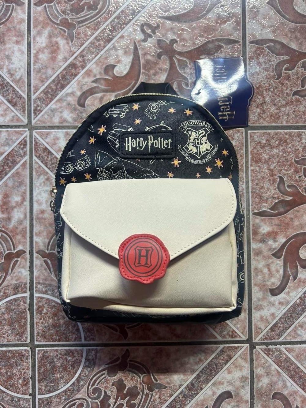 Warner Bros. Black & Cream Harry Potter Mini Backpack with Red Seal